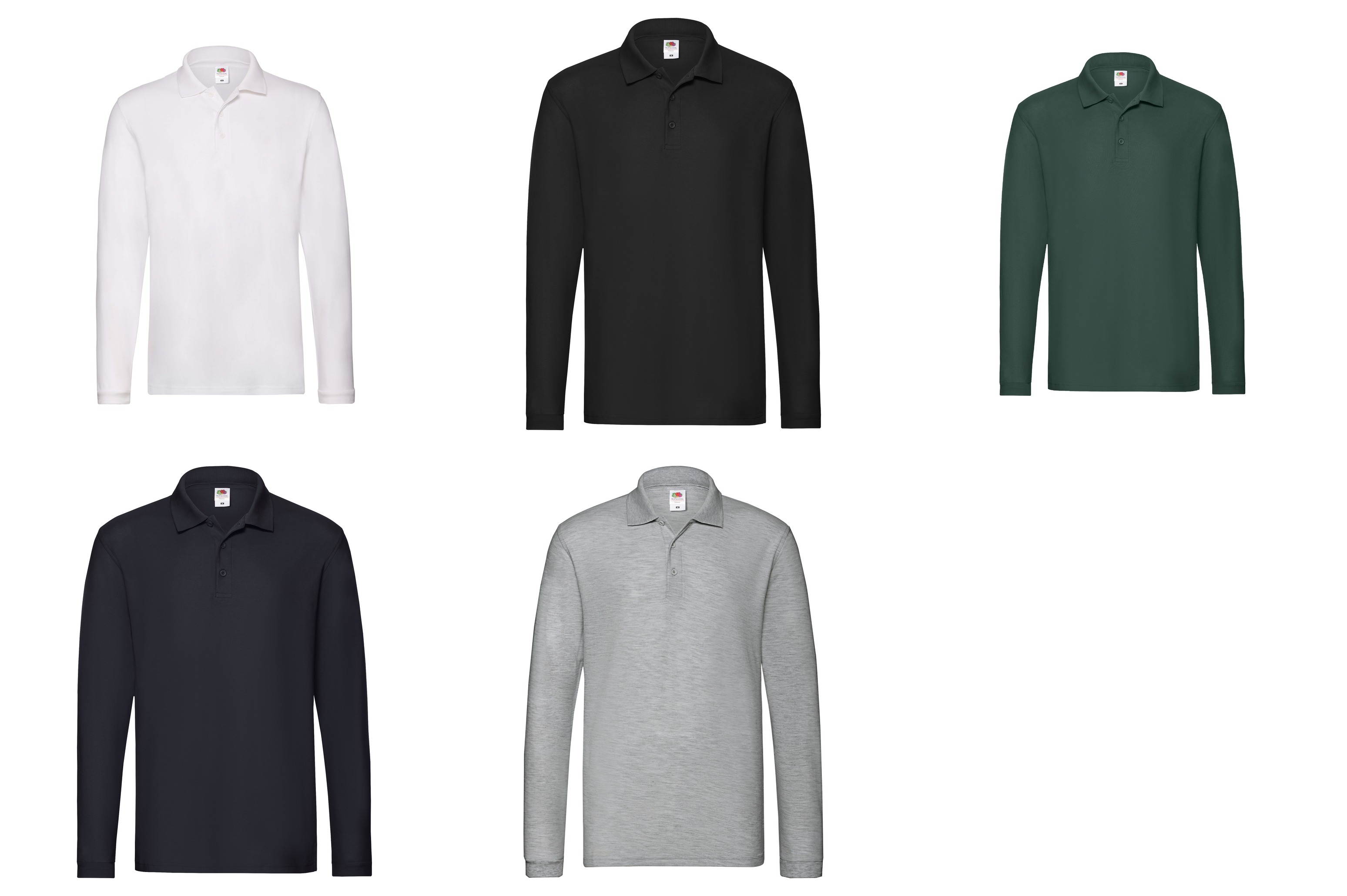Erwachsene Polo-Shirt Premium Long Sleeve SCHWARZ